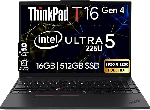 Lenovo ThinkPad T16 Gen 3 16 WUXGA IPS Display, Intel Ultra 5-125U Beats i7-1355U, 16GB DDR5, 512GB NVMe, Webcam, WiFi 6E + BT, RJ-45, Backlit KB, FP Reader, W11P, 3 YR Wty, Business Laptop