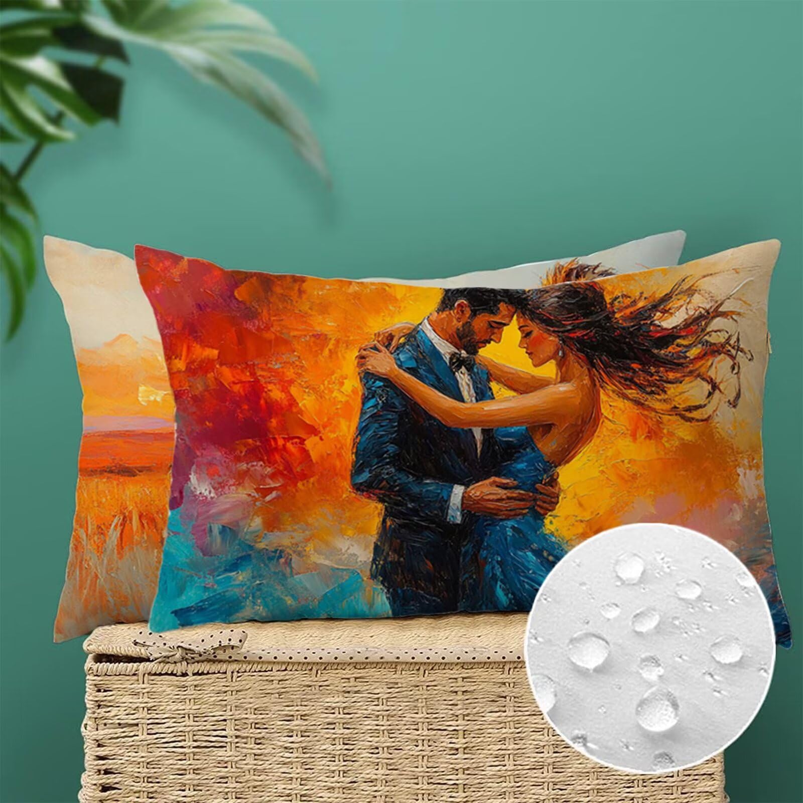 Housse de Coussin 40x70 Bleu Coussin Exterieur Impermeable Couple Coussins Decoratif Rectangulaire Velours Taie Oreiller pour Decoration Maison Canapé Lit Chaise Protege Oreiller Lot de 2 G1-465