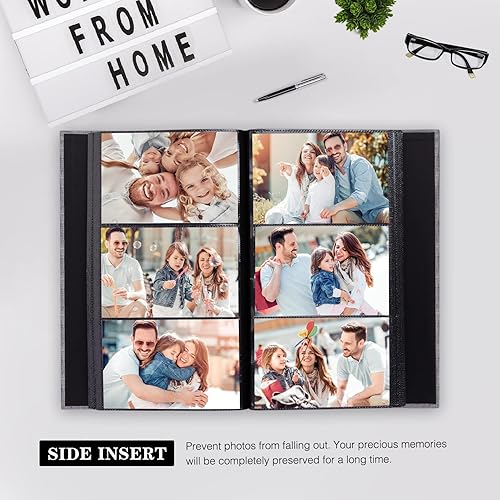 Miniatura 3 de Mublalbum Álbum de fotos pequeño de 4 x 6 pulgadas, 300 fotos, cubierta de lino, libro de fotos con 300 bolsillos horizontales para boda, familia,