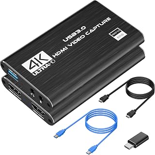 VIXLW 4K HDMI Capture Card for Streaming,Audio Video Capture Card PS5,Full HD 1080P 60FPS USB 3.0 Cam Link for Nintendo Switch/3ds/Xbox/PS4