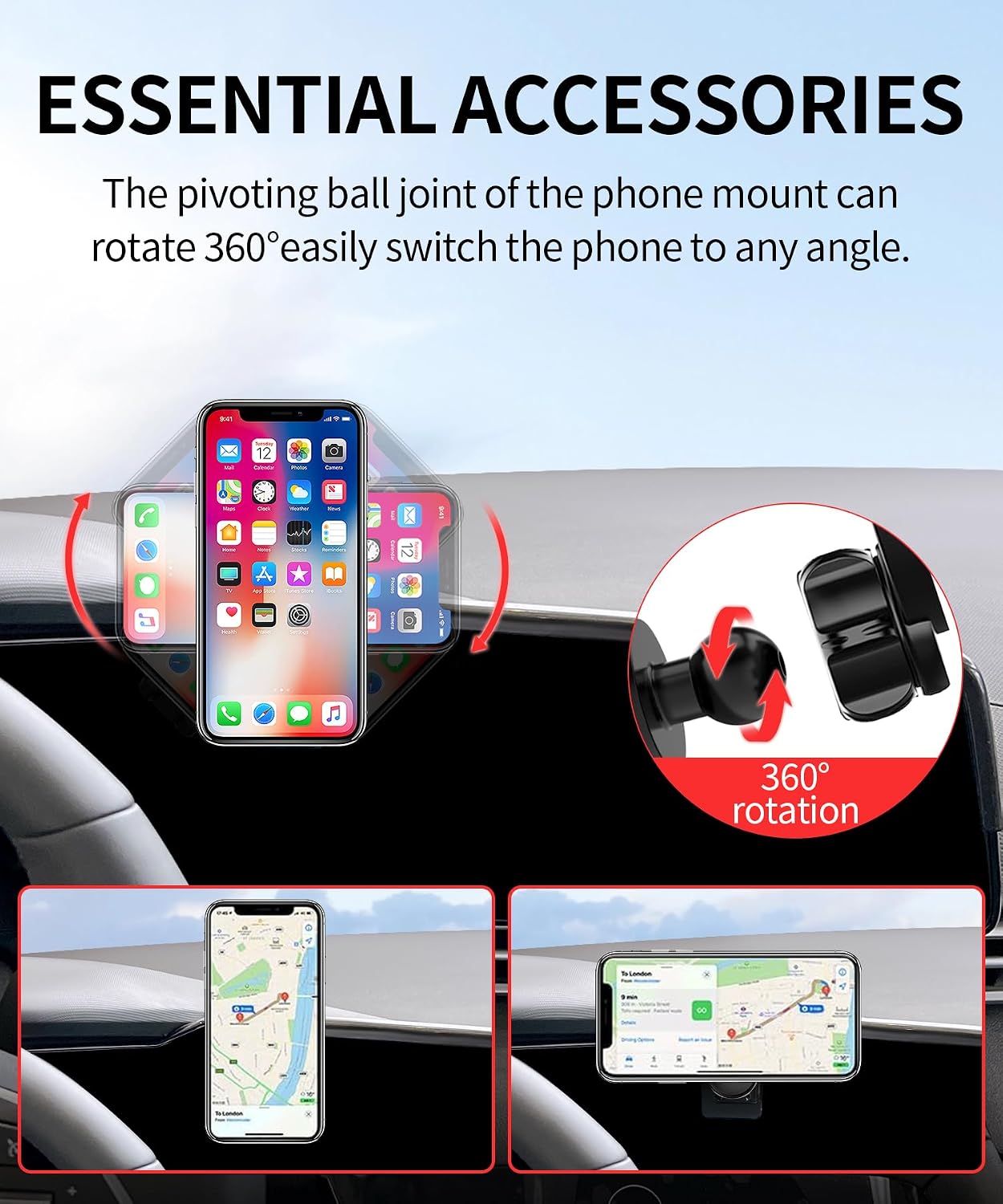 Car Phone Holder for 2021-2025 Hyundai Elantra Accessories 8/10.25-Inch Screen Fixed Clip, 360° Rotation Phone Mount Compatible with MagSafe, Cell Phone Holder Does Not Affect Air Vent