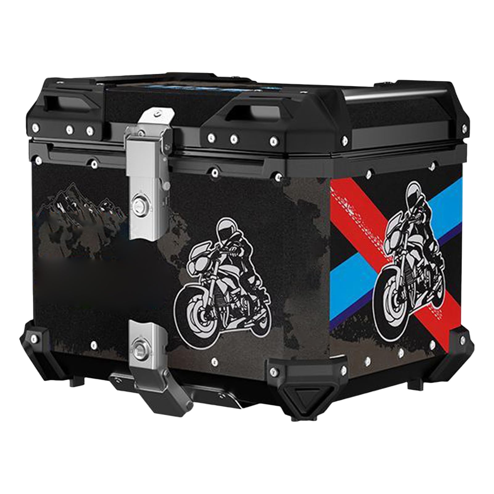 Qqmora Skrzynia Ogonowa Motocykla ze Stopu Aluminium 65L, Trwała Walizka Bagażowa do Przechowywania z Tyłu na Wycieczki, Wyściółka Odporna na Wstrząsy, dla Entuzjastów Motocykli