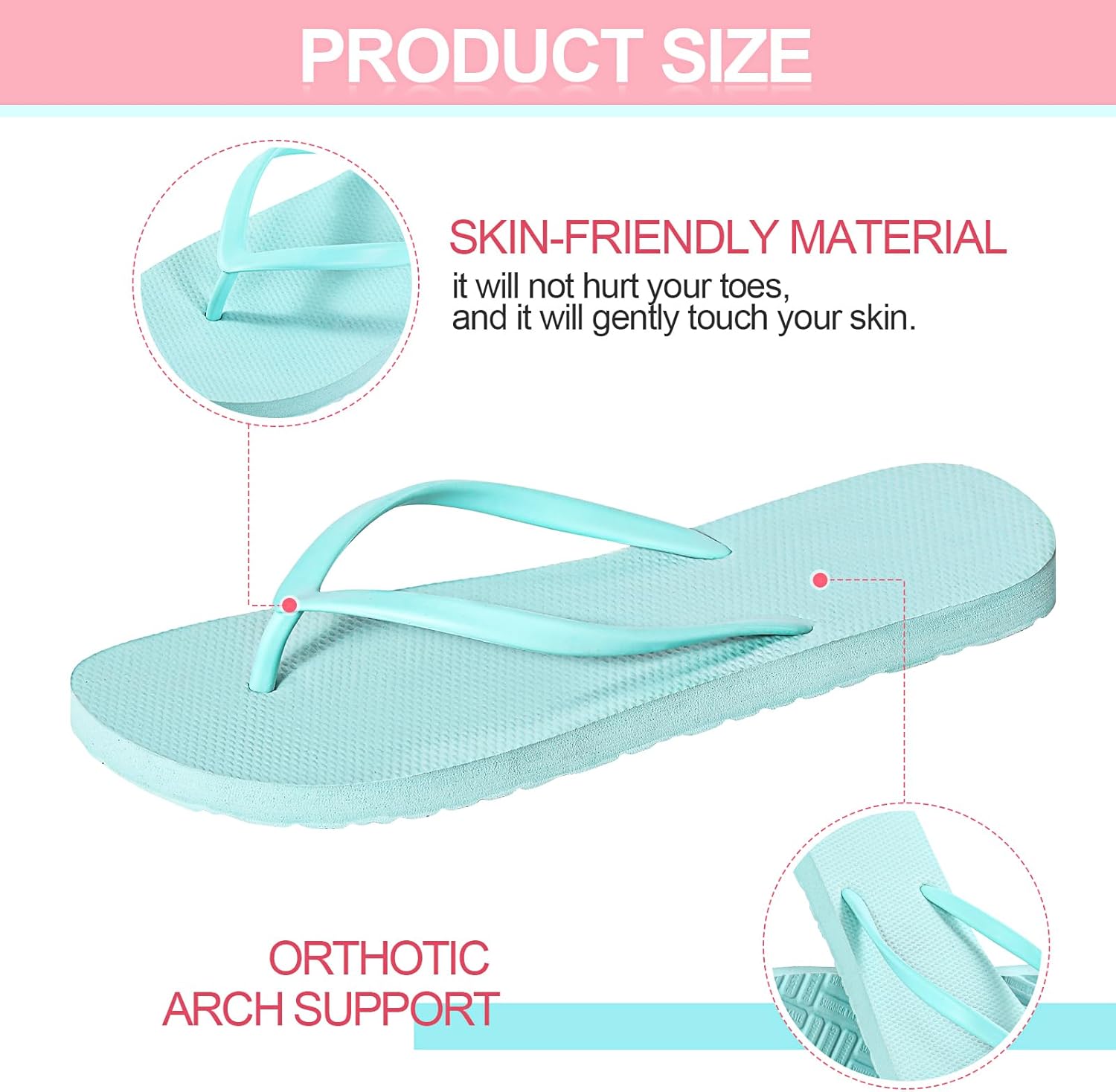 Xuhal 3 Pcs Women Girls Slim Flip Flops Colored Summer Casual Flip Flop Sandals Rubber Thong Style Cute Sandals for Women Shower - Image 5