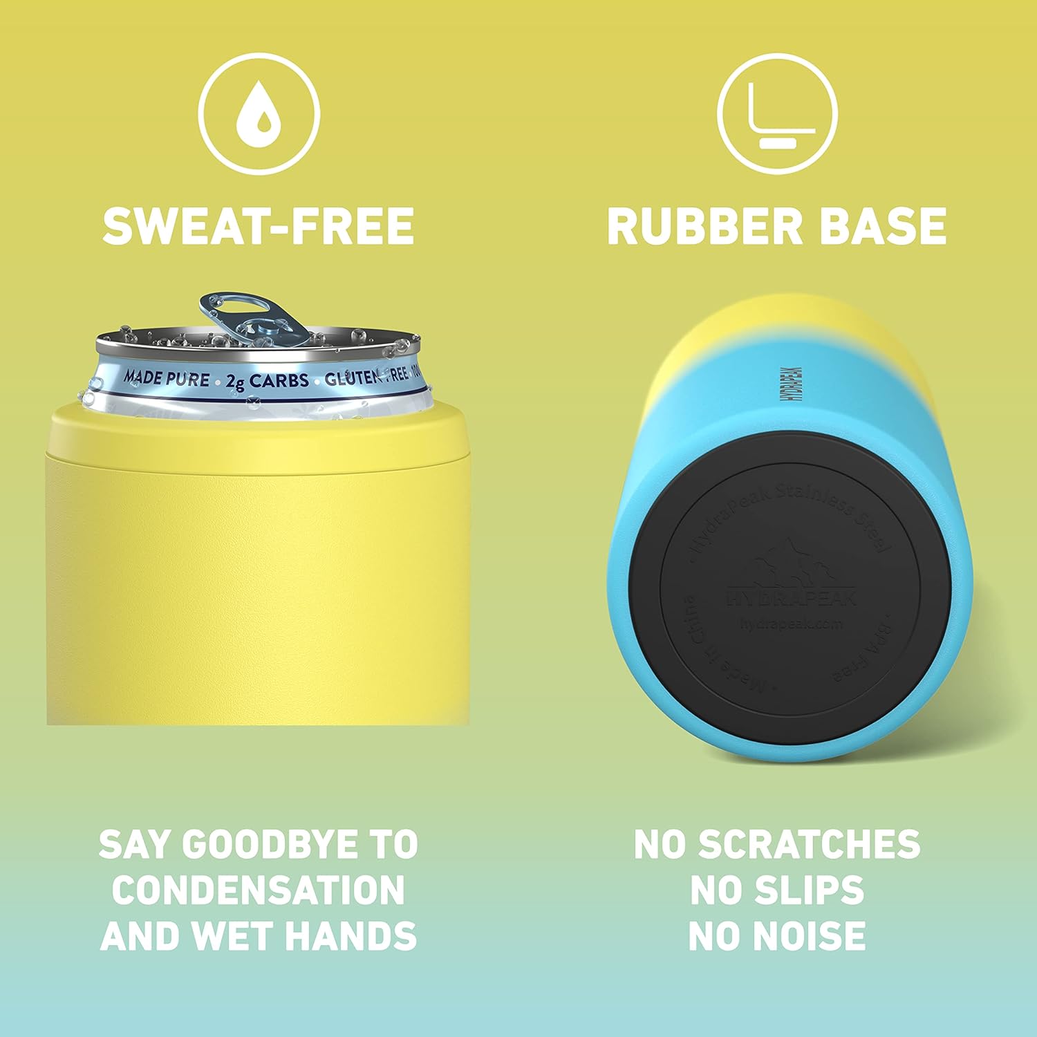 Hydrapeak Slim Can Cooler - Double Wall Insulated Skinny Can Cooler for All 12 oz. Hard Seltzer and Beer Slim Cans, Stainless Steel Can Insulator (Electric Lemonade): Home & Kitchen