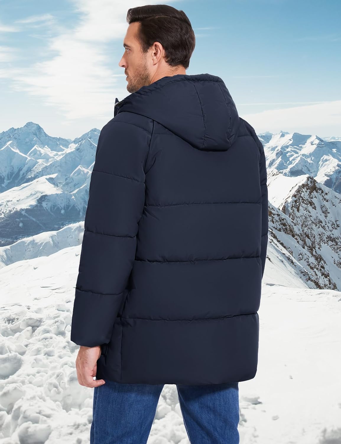 Flygo Men's Long Parka Winter Coats Hooded Puffer Jacket Heavy Warm Water-Resistant Outerwear Cold Weather - Image 6