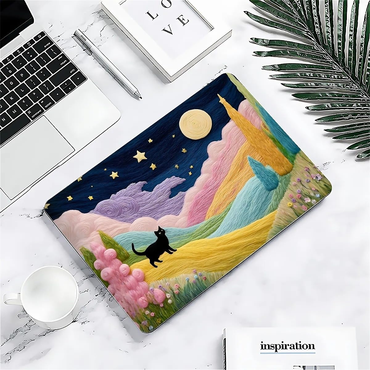 for MacBook Air 13 Inch Release 2022/2025 Model A2681/A3240 M2/M4 Chip Clear Computer Case,Novelty Premium Pattern Hardshell Laptop Case Fairy Black Cat Color Village