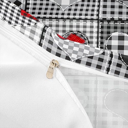 Miniatura 6 de Manfei Juego de funda de edredón para el día de San Valentín, tamaño Queen, juego de ropa de cama con estampado de corazones de amor, 3 piezas para