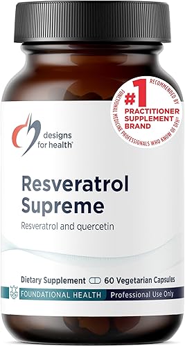 Designs for Health Resveratrol Supreme - Trans Resveratrol de Knotweed japonés + quercetina - Envejecimiento saludable + suplemento de apoyo