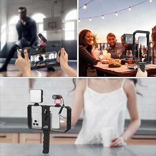 Miniatura 6 de Estabilizador de mano para teléfono inteligente con zapata fría para videograbador, compatible con iPhone 15/14/13/12/Pro Max y Android