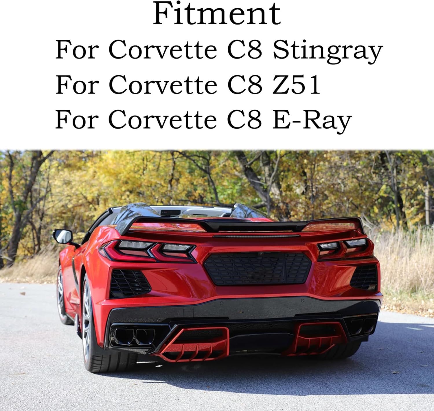 Rear Diffuser for Corvette C8 Stingray/Z51/E-Ray 2020-2024 Rear Lower Bumper Diffuser Lip Spoiler Splitter ABS Plastics (Glossy Black)