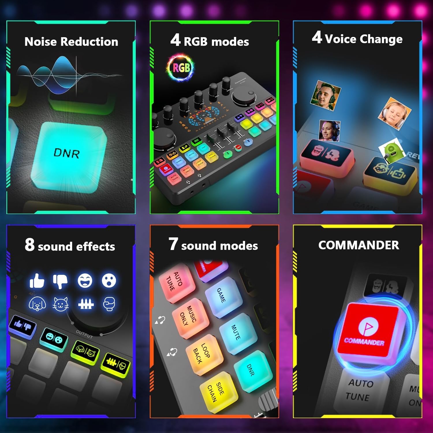 Paquete de equipos de podcast para 2, interfaz de audio con 2 micrófonos dinámicos XLR/USB, 2 soportes de micrófono de escritorio y 2 auriculares, RGB, cambio de voz para grabación vocal, podcast