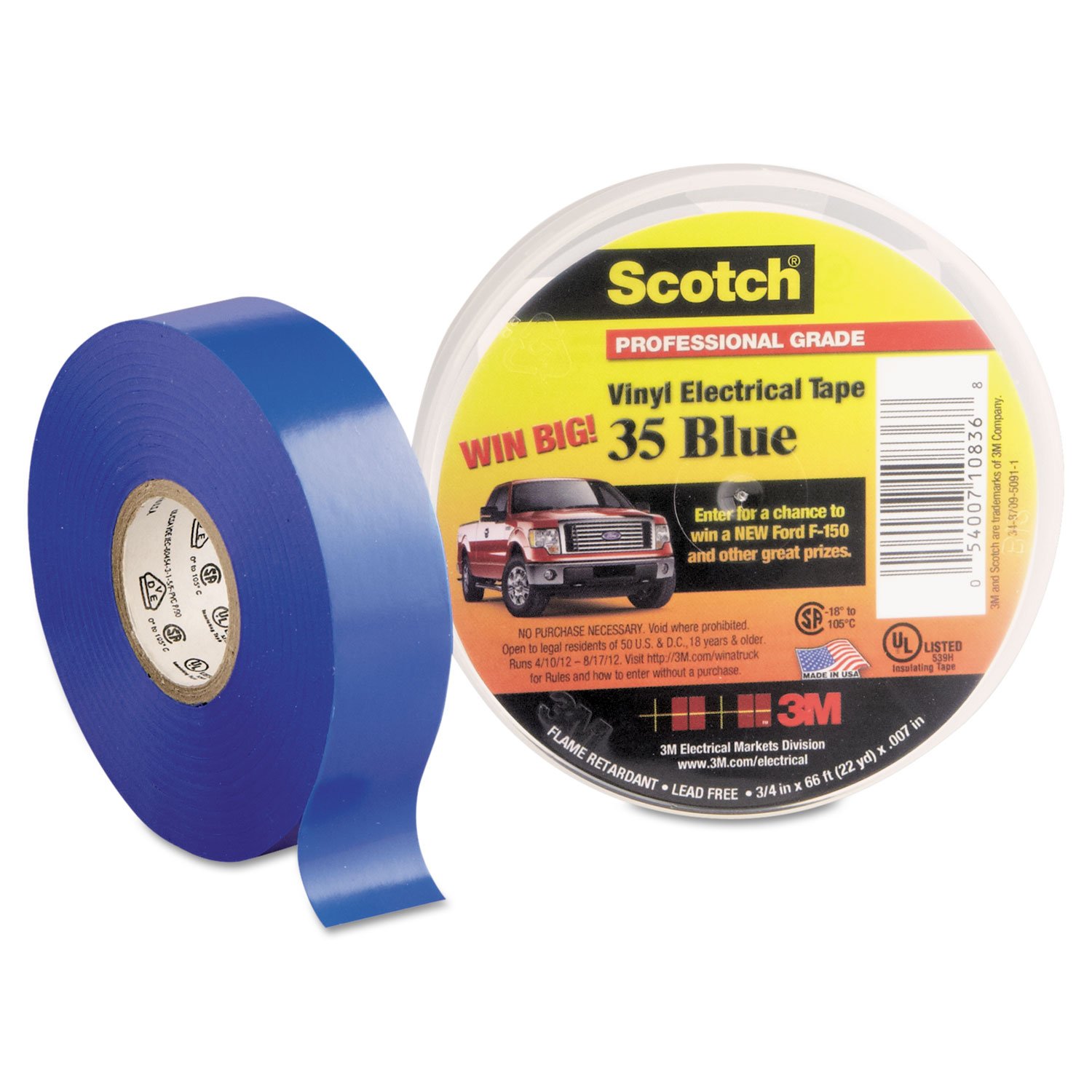 3M Company Electrical Tape, Blue Vinyl, Professional Grade, 3/4-In. x 66-Ft.