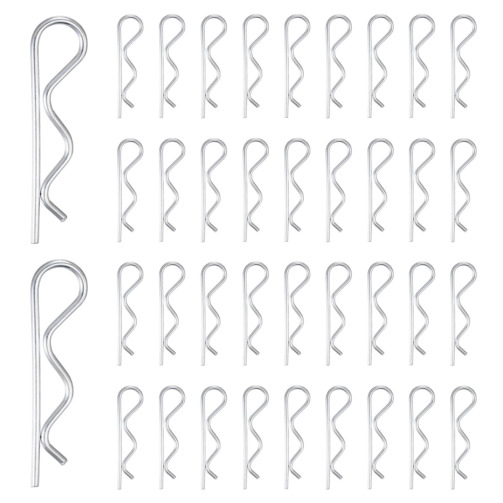M METERXITY 38-Pack Cotter Pins, 4 mm Dia 3.9" Long Spring Steel R Clips for Trailer Locking/Trailer Clamps/Lawn Mowers/Trucks/Mechanics, Spring Fasteners Hitch Pin [Silver]