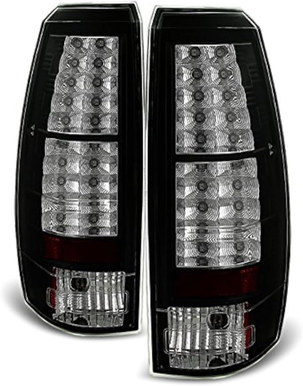 AKKON - For 07-13 Chevy Avalanche Pickup GMT800 Rear Black LED Tail Lights Brake Lamps Taillamps Replacement