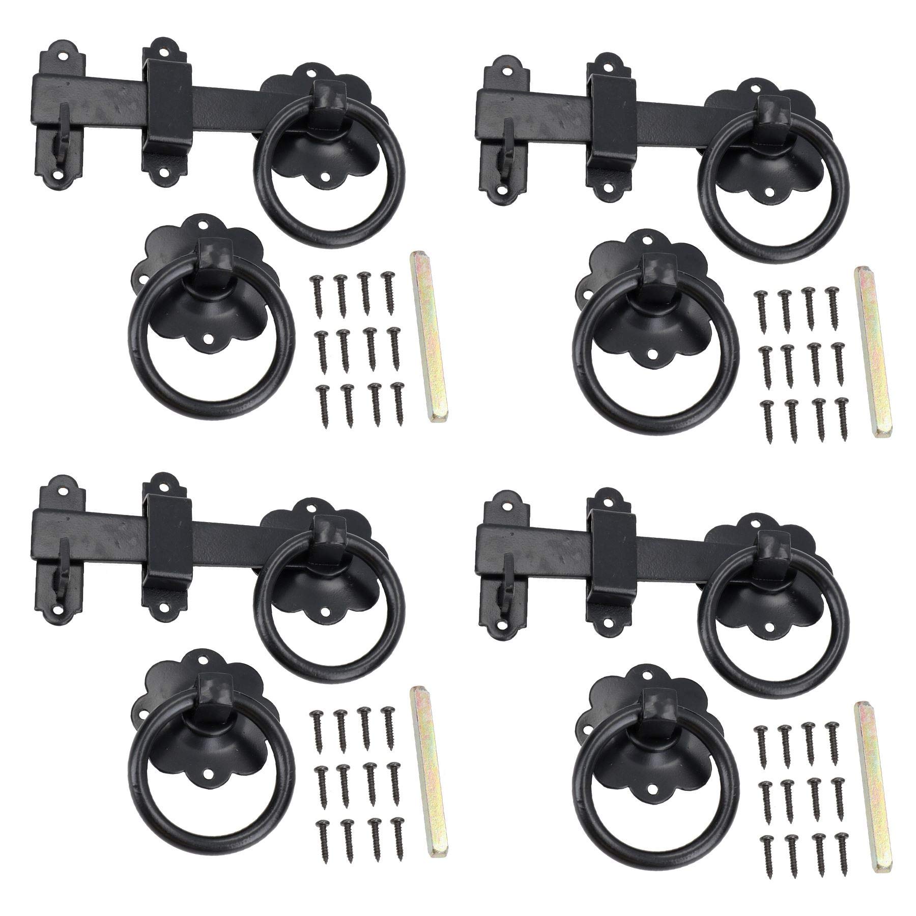Loquet de portail haut de gamme à anneau torsadé robuste 150 mm pour ferronnerie d'art