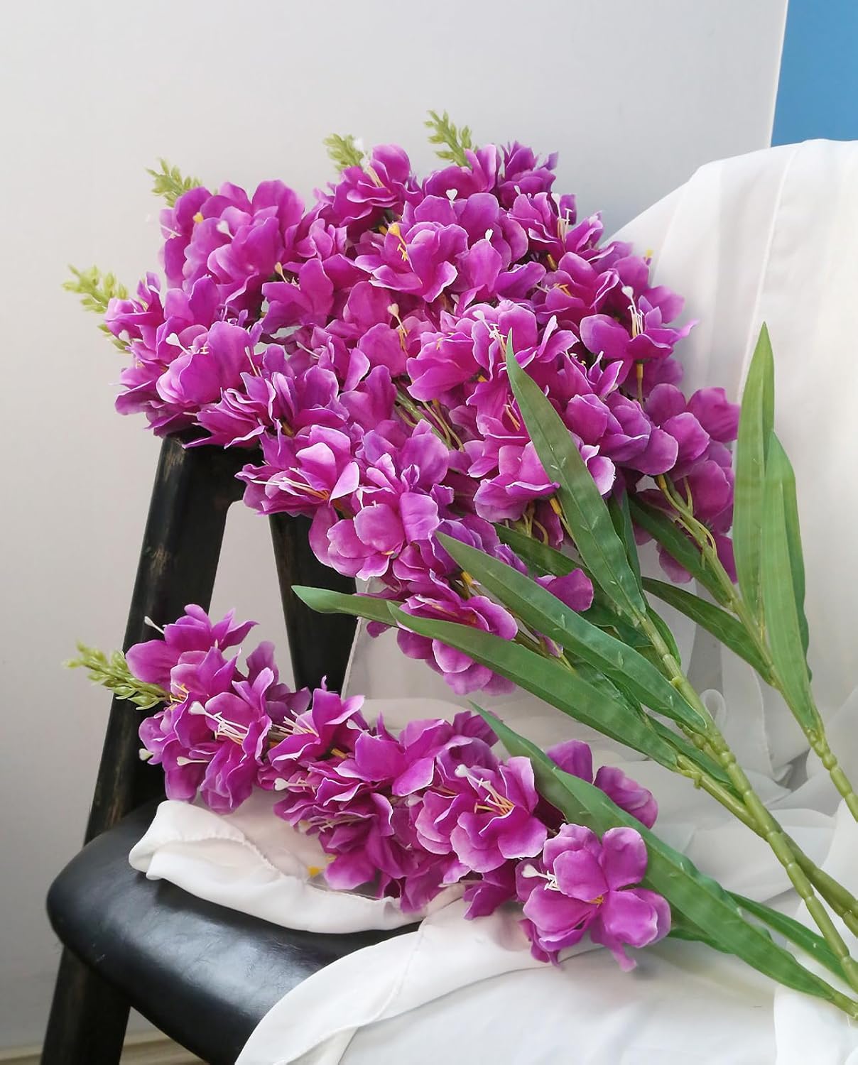 IPOPU 6PCS Delphinium Artificial Flowers 39" Realistic Faux Hyacinth Long Stem Delphinium Silk Flowers for Tall Vase Filling Wedding Centerpieces Home Decor (Purple) - Image 3