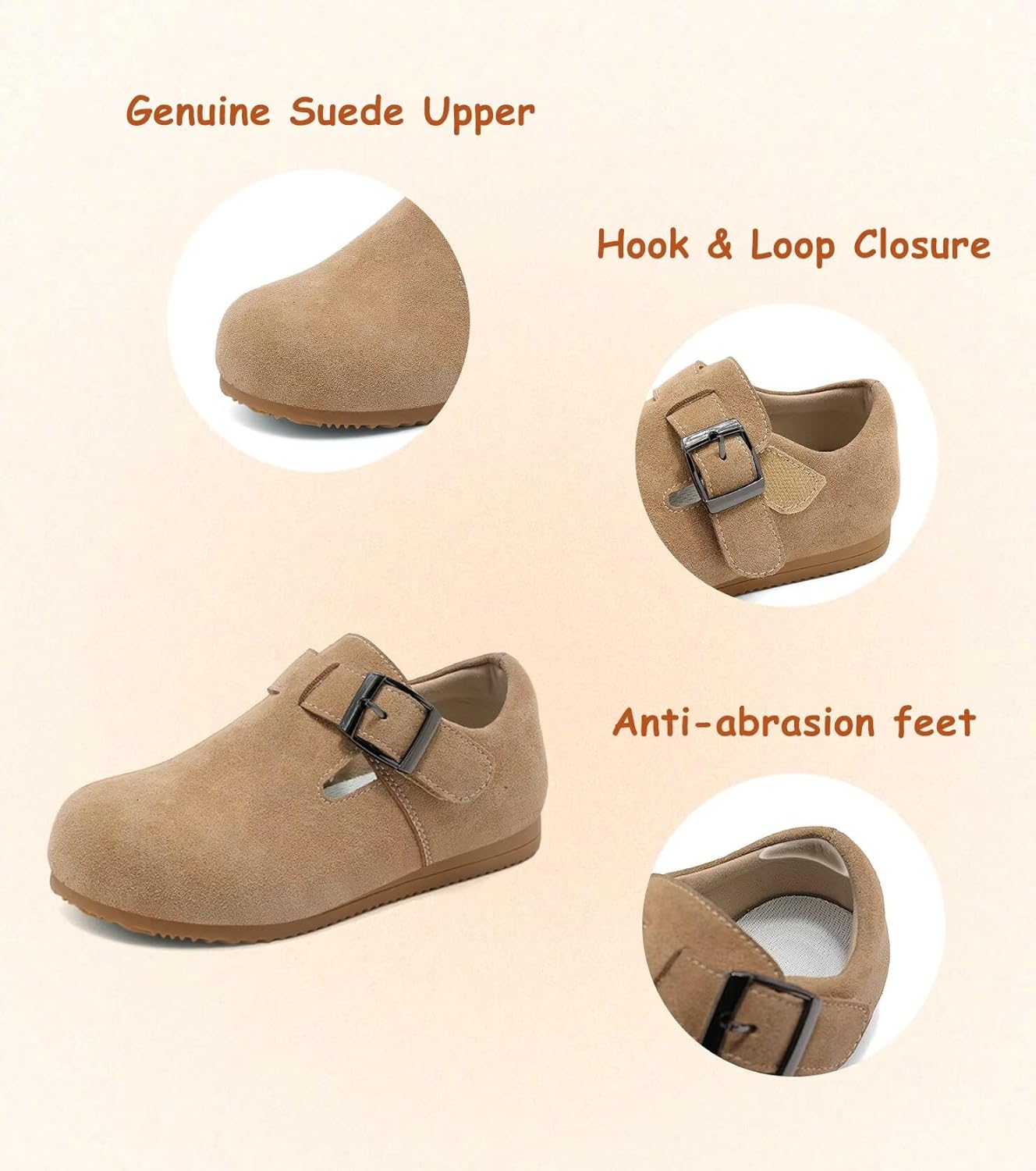 Toddler Suede Shoes Genuine Leather Boys and Girls Casual Sneakers Spring Fall Flats - Image 3