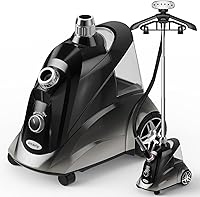 Jenaely 1500W Standing Clothes Steamer: 35s Heat-Up, 80 Min Continuous Steam, 2.8L Tank, Kids Hanger & Pants Clip