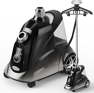 Jenaely 1500W Standing Garment Steamer: 35s Heat-Up, 2.8L Tank, 80 Min Steam, Kids Hanger & Pants Clip