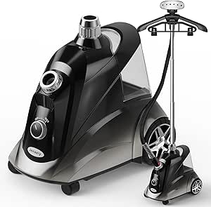 Jenaely 1500W Standing Garment Steamer with 80 Minutes Continuous Steam, Fast Heat-up, 2.8L Water Tank, Pants Clip & Children's Hanger