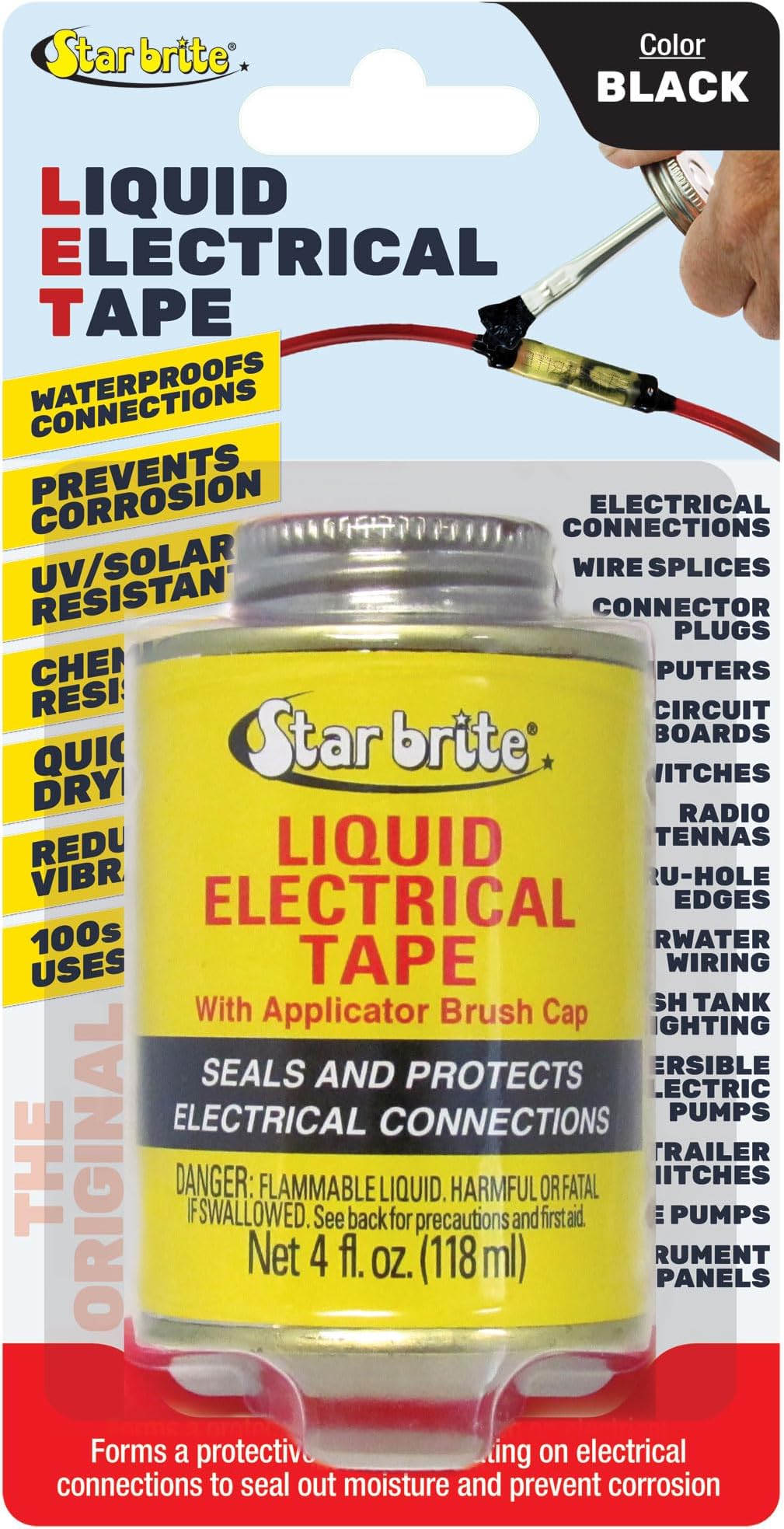 STAR BRITE Liquid Electrical Tape - 4oz Can with Brush Applicator