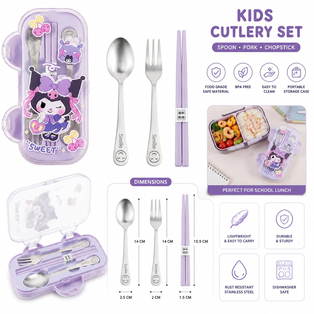 Kids Cutlery Set - Stainless Steel Lunch Utensils -4 Kids Cutlery Set - Stainless Steel Lunch Utensils -4