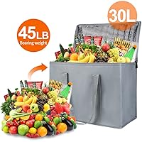 Vista 124 de Bodaon Paquete de 1 bolsas de compras reutilizables aisladas, bolsa enfriadora de picnic XL con cremallera superior para frío, bolsa aislada