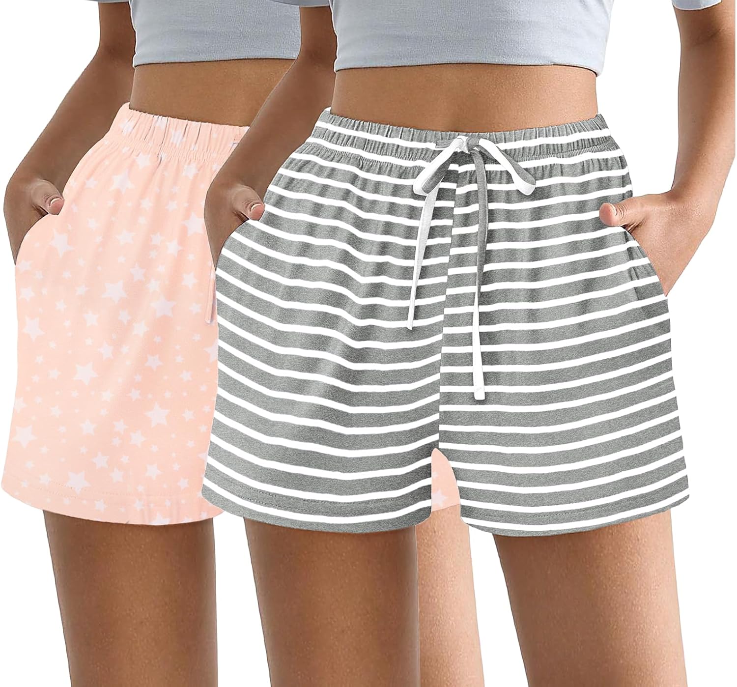 Ekouaer Womens 2 Pack Pajama Shorts Comfy Lounge Bottom Y2k Printed Sleep Short with Pockets Pj Bottoms S-XXL