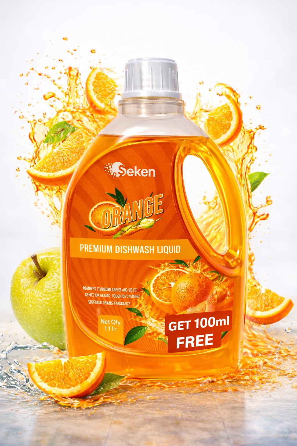 Seken Orange Premium Dishwash Liquid 1.1L – Tough on Grease, Gentle on Hands, Fresh Citrus Fragrance for Utensils & Cookware-image-35