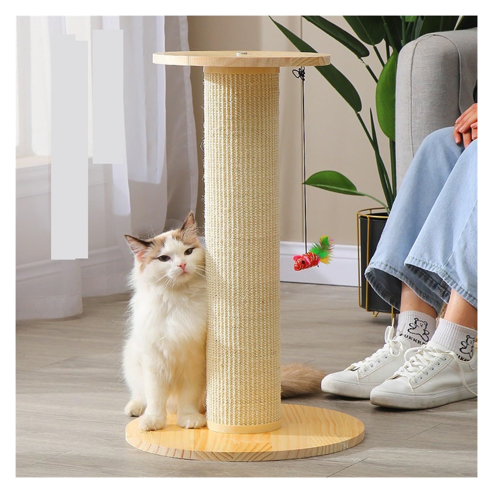 Drapak Dla Kota Z Litego Drewna Kolumna Do Drapania Kotów Pionowa Koci Plac Zabaw Szlifowanie Pazurów Artykuły Zabawki Stabilny(XL-wooden color)