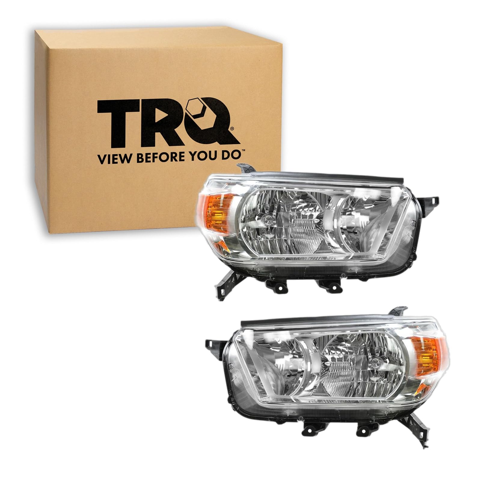 TRQ Headlight Assembly Set TO2518127 TO2519127 Compatible with 2010-2013 Toyota 4Runner