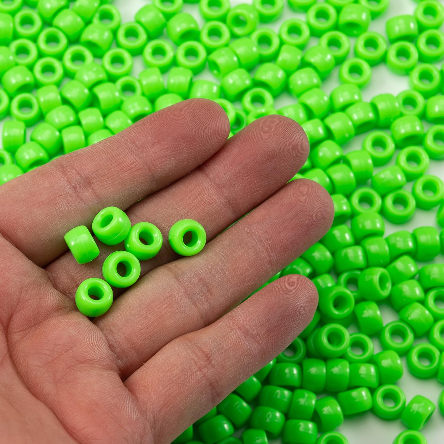 Lot of 1000 Orange Acrylic Pony Beads 6 x 9 mm for DIY Crafts Bracelets, Necklaces, Jewelry, Earrings, Hair Braiding (Fresh Green) - Image 3