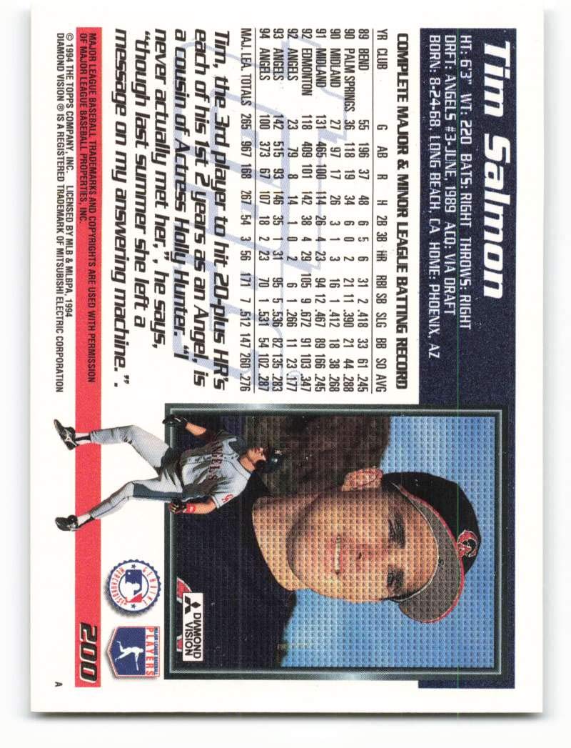 malive Amazon.com: 1995 Topps #200 Tim Salmon NM-MT California Angels
