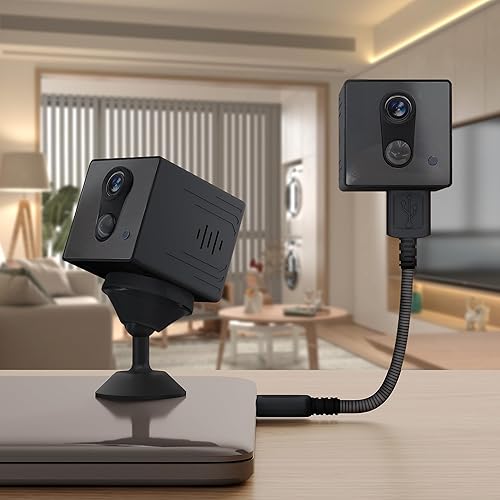 Mini cámara, cámara de seguridad inalámbrica 4K para interiores 5G con batería de espera de 90 días, detección humana AI, visión nocturna, control