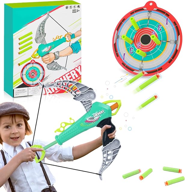 Noriega Kids Bow and Arrow Set Toys for 2 3 4 5 6 7 8 Year Old Boys, Outdoor Toys for Kids Ages 4-8 Archery Set Birthday Gifts for 2-8 Year Old Boys Girls Kids Indoor & Outside Shooting Games Toys