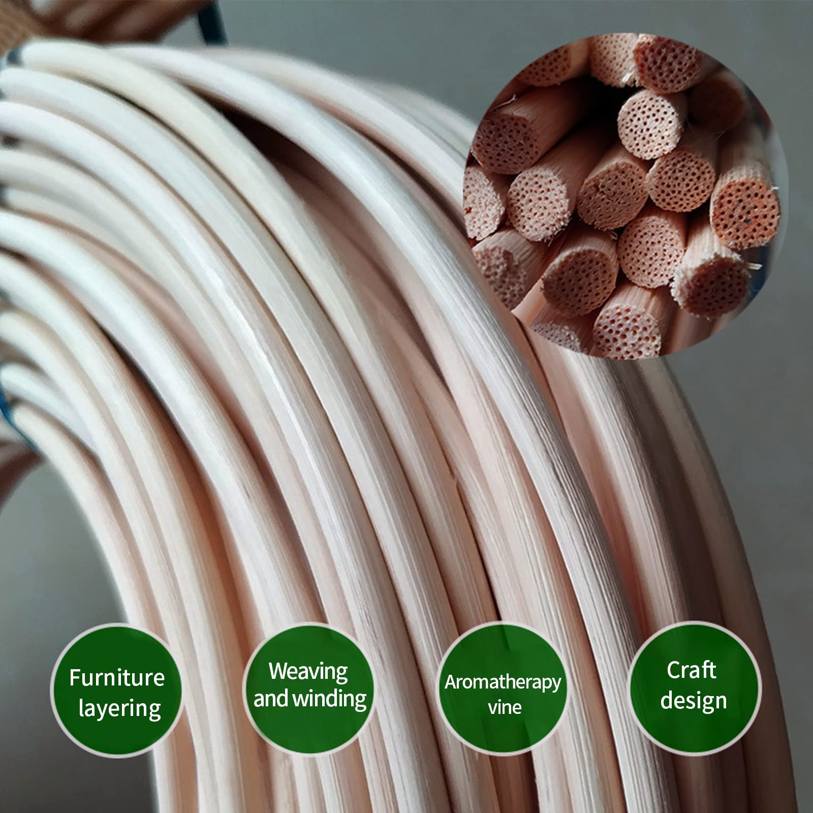 Peddigrohr Natur,Flechtrohr, Flechtmaterial,Peddigrohr Staken, 3mm ø -ø8mm zum Körbe flechten, basteln,Rolle Ca 500 g Natur Rattan Pe-ddigrohr (Ø-5mm, AB)