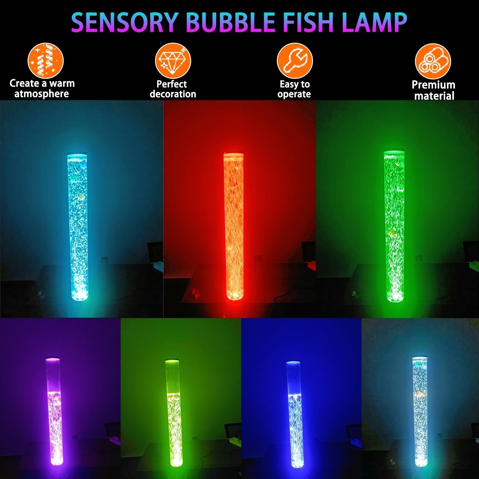 Sensory Bubble Tube Stehlampe Bunte Beleuchtung(2.5ft)