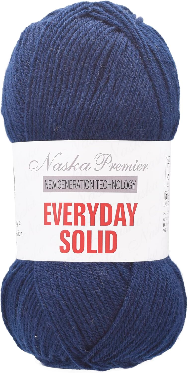 NASKA N-53 Everyday Solid Medium Thickness, COL. 101, Navy, Approx. 3.5 oz (100 g), 273.4 yd (250 m), Set of 5 Skeins