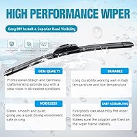 Vista 3 de VTOGOI - Limpiaparabrisas prémium de goma natural con gancho en J, calidad de fabricante original, de 24 + 19 pulgadas, para todas las estaciones