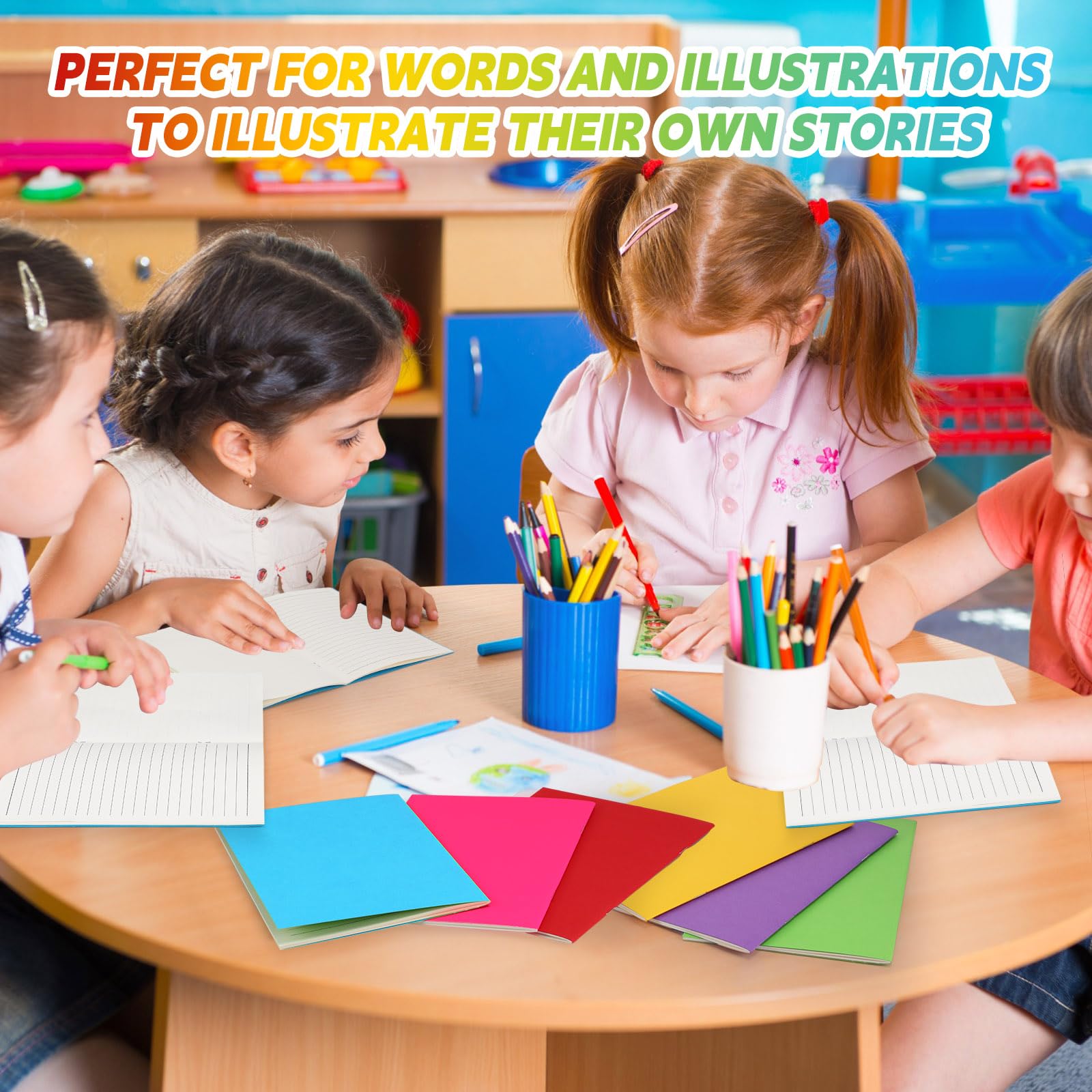 Gueevin 30 quaderni vuoti per bambini, per scrivere storie, piccoli taccuini, diari, con copertina morbida colorata, per disegnare, studenti, regali per Natale, fine anno, 14 x 21 cm (colori classici)