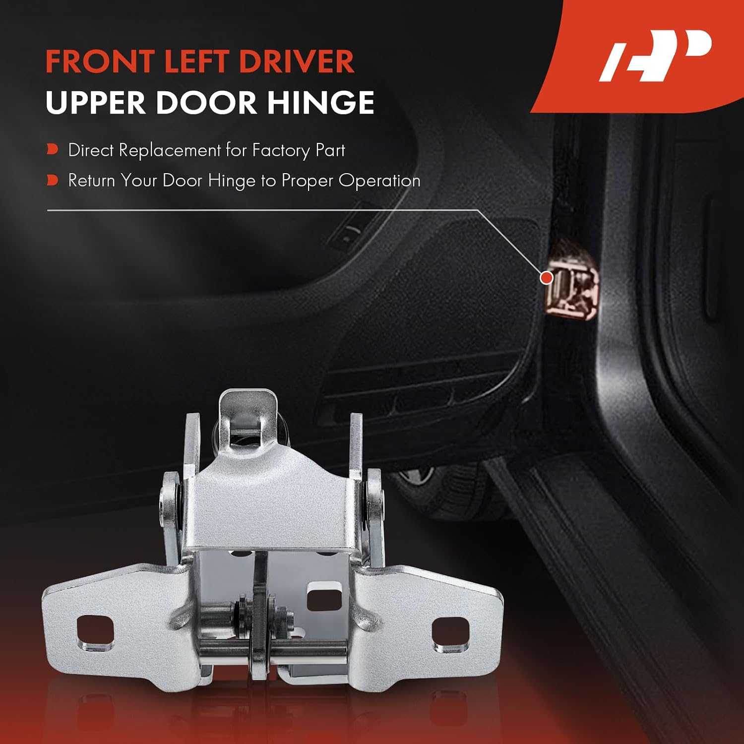 A-Premium Upper Door Hinge Front Left Driver Side Compatible with Dodge Dakota 2005-2010, Ram 1500 Ram 2500 Ram 3500 Ram 4500 Ram 5500 & Ram Dakota 2011, Replace# 55275631AB, 55275631AA, 55112145AA