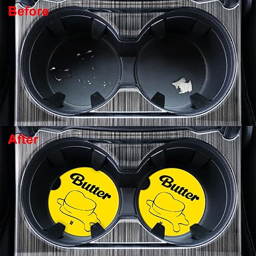 Miniatura 6 de BTSS Merchandise - Juego de 2 portavasos de automóvil para regalo, juego de mercancía para fanáticos del ejército, niñas, mujeres, niños, regalos de