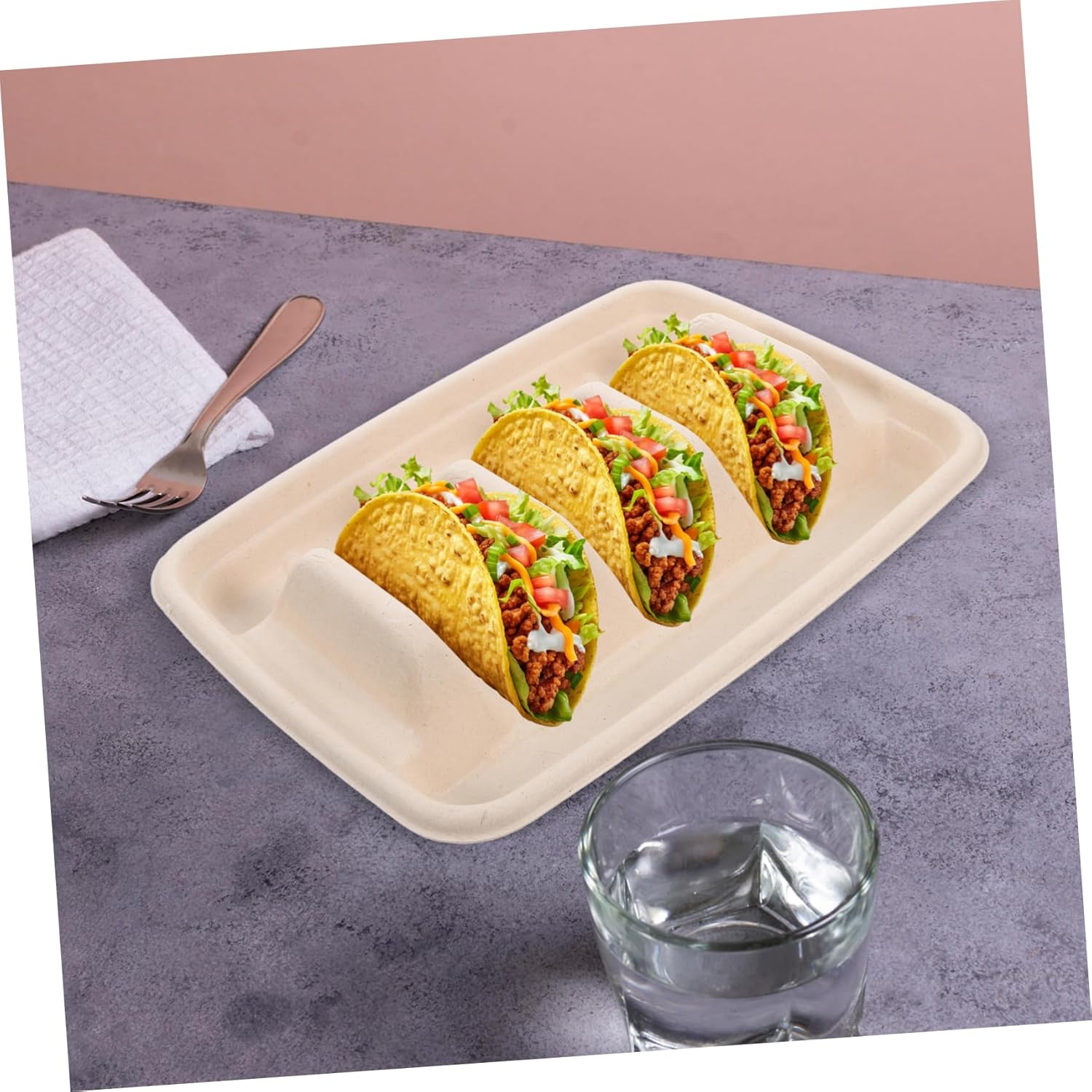 50pcs Street Taco Holders Dividers Disposable Food Trays for Easy Serving Wave Shape Taco Racks for Parties and Family Dinners and Sushi