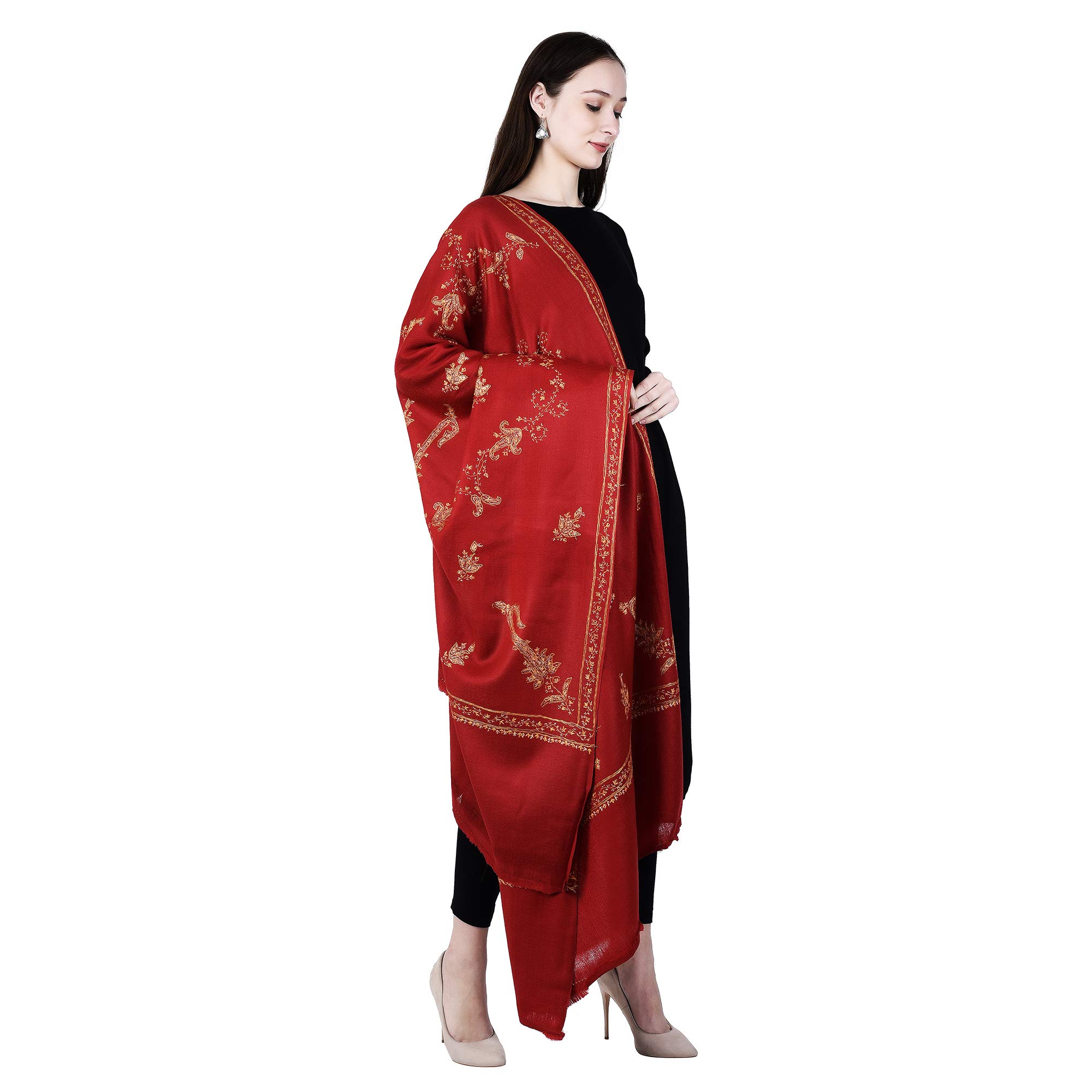 Women's Kashmiri Hand Embroidered Pure Wool Shawl-image-14
