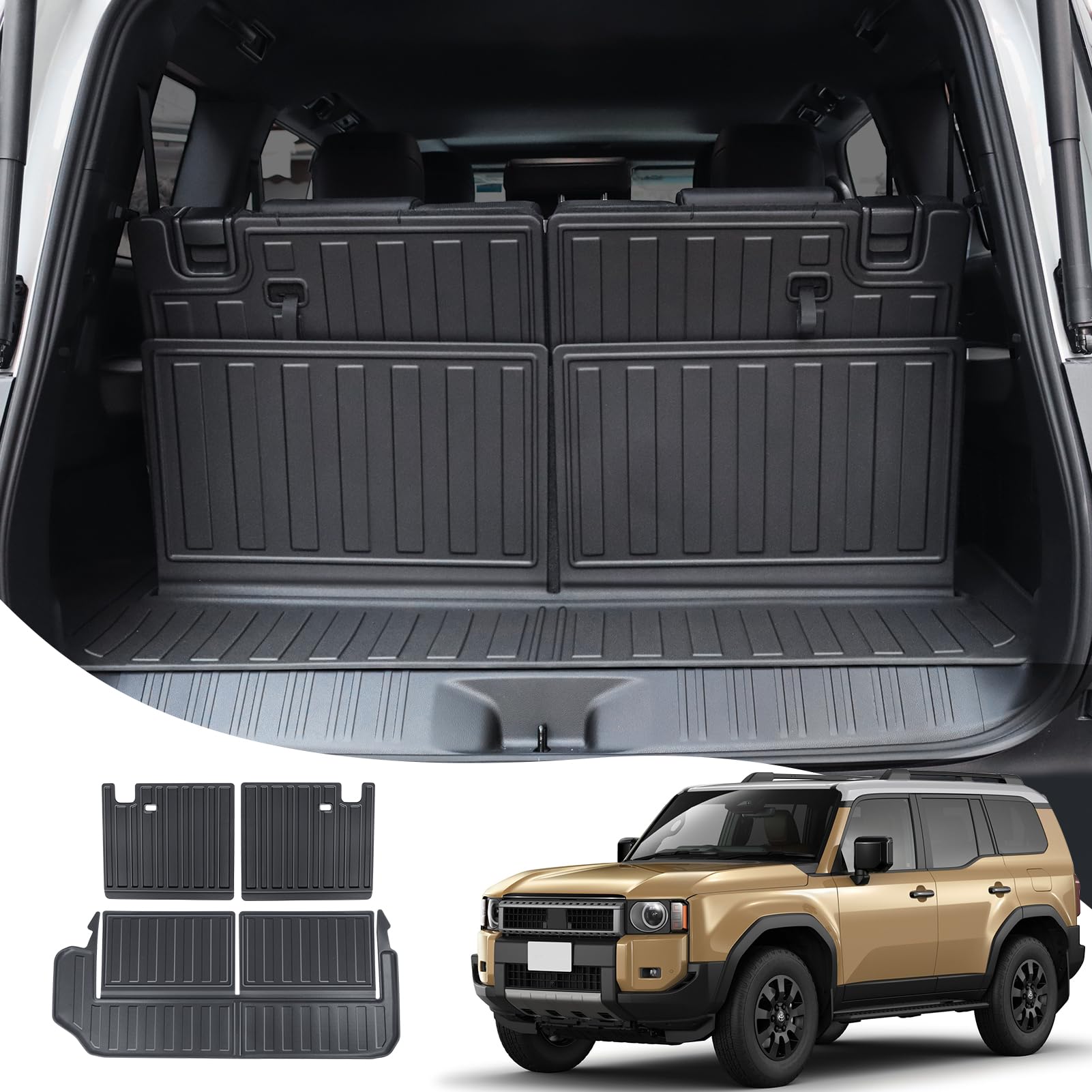 Trunk mat is Suitable for 2024 2025 Toyota Land Cruiser 250 1958 Prado LC250 Fully Protected Cargo Compartment Sandwich TPE Waterproof mat Protective mat Modification Accessories (7 Seats)