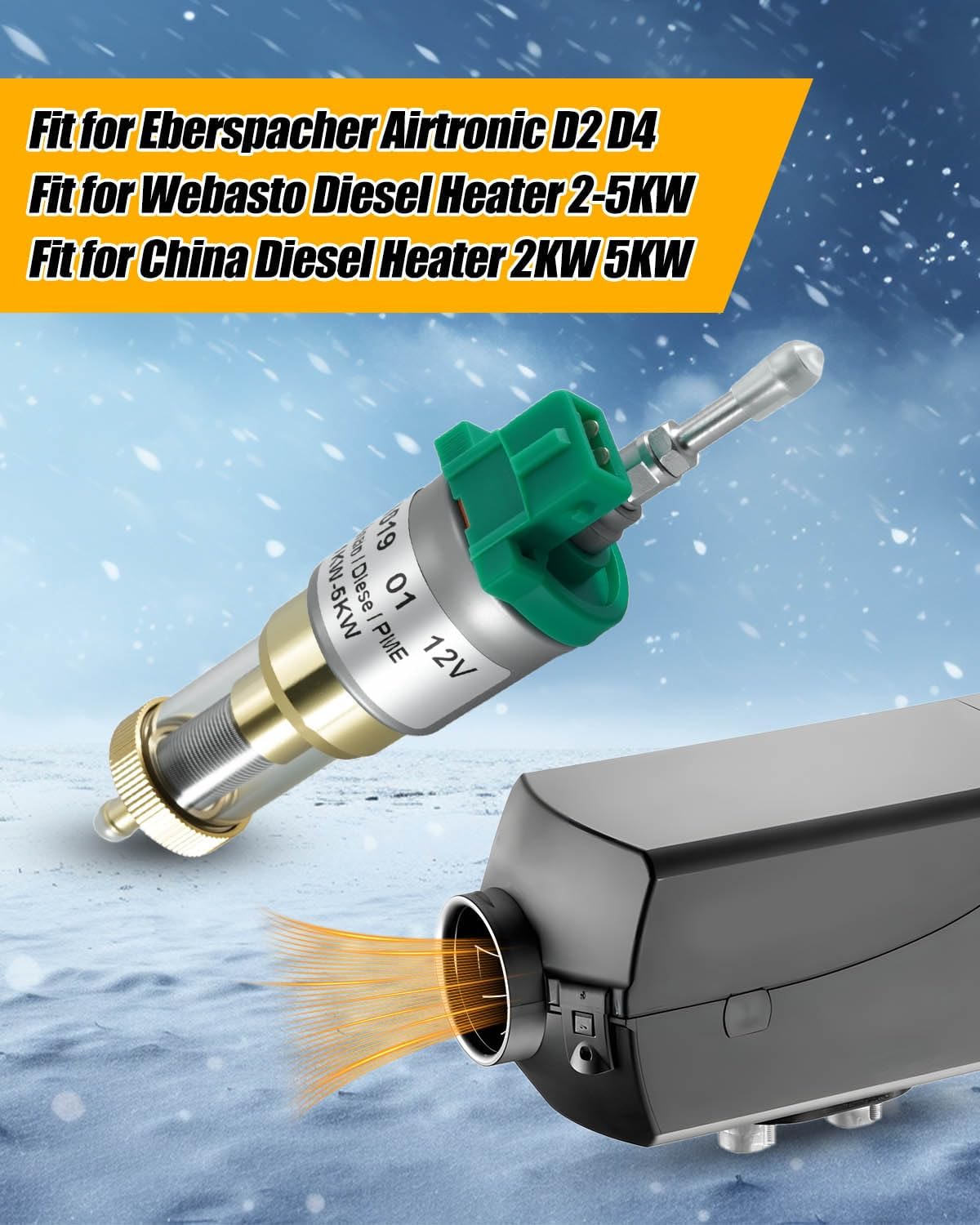 12V 2KW Glow Plug Repair Kit Fit for Eberspacher Airtronic Webasto Diesel Heater 2-5KW, 22ML Fuel Metering Pump with Gaskets Replace 22451901 252069011300 252069100102, Parking Heater Maintenance