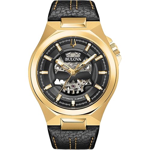 Bulova Maquina Automatic Men's Leather Strap Watch