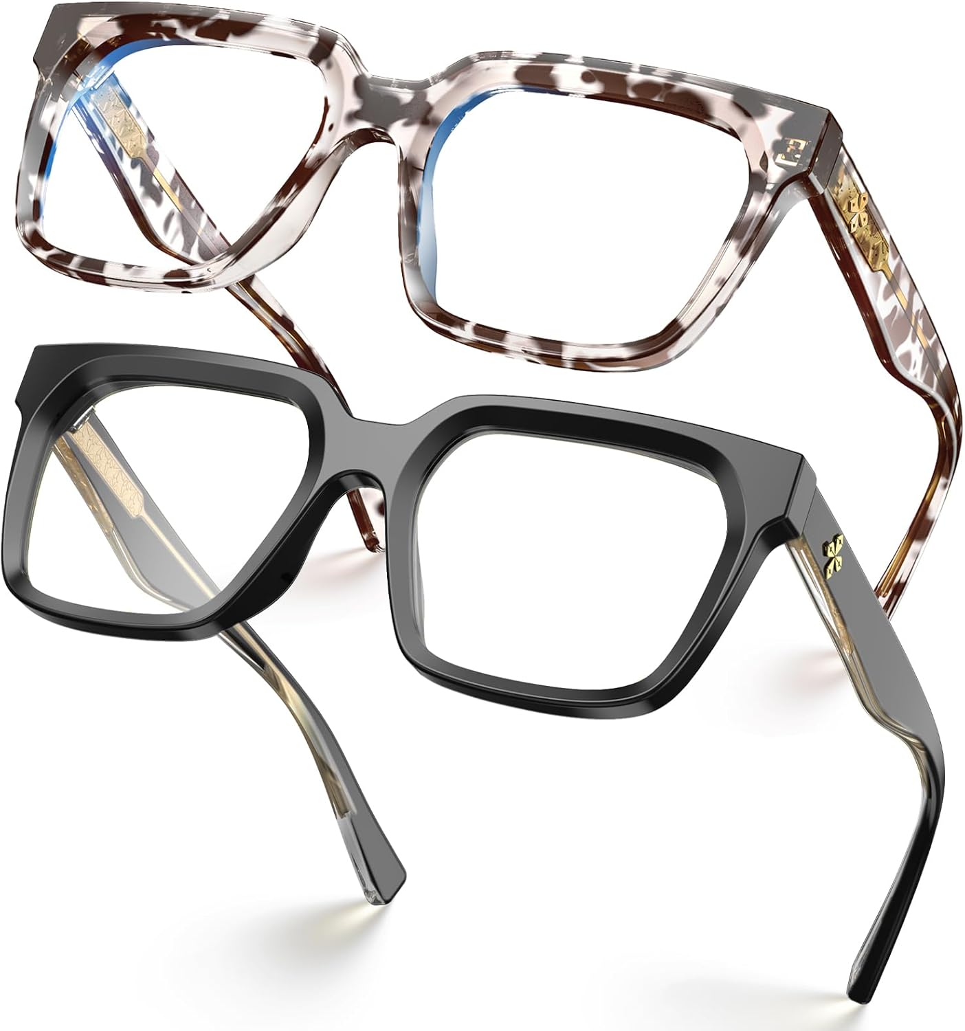 VISOONE 2 Pack Rectangle TR90 Blue Light Blocking Glasses Computer Eyewear with Preppy Look for Women and Men Cougar