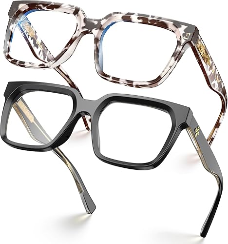 Miniatura 31 de VISOONE - Lentes rectangulares TR90 para bloquear la luz azul, gafas de computadora con estilo preppy para mujeres y hombres, diseño Cougar