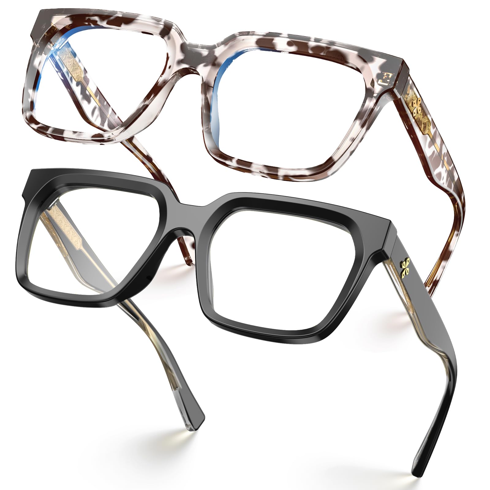 VISOONE 2 Pack Rectangle TR90 Blue Light Blocking Glasses Computer Eyewear
